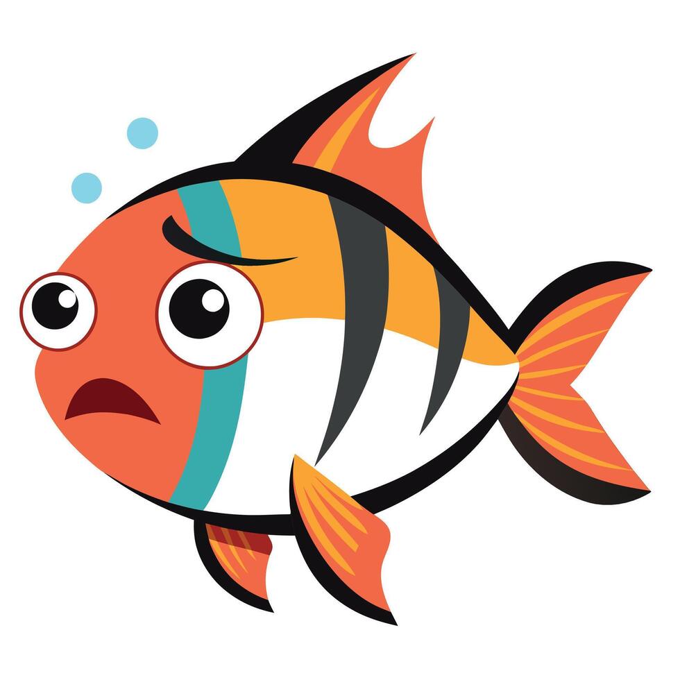 Ember Tetra fish cries kawaii vector