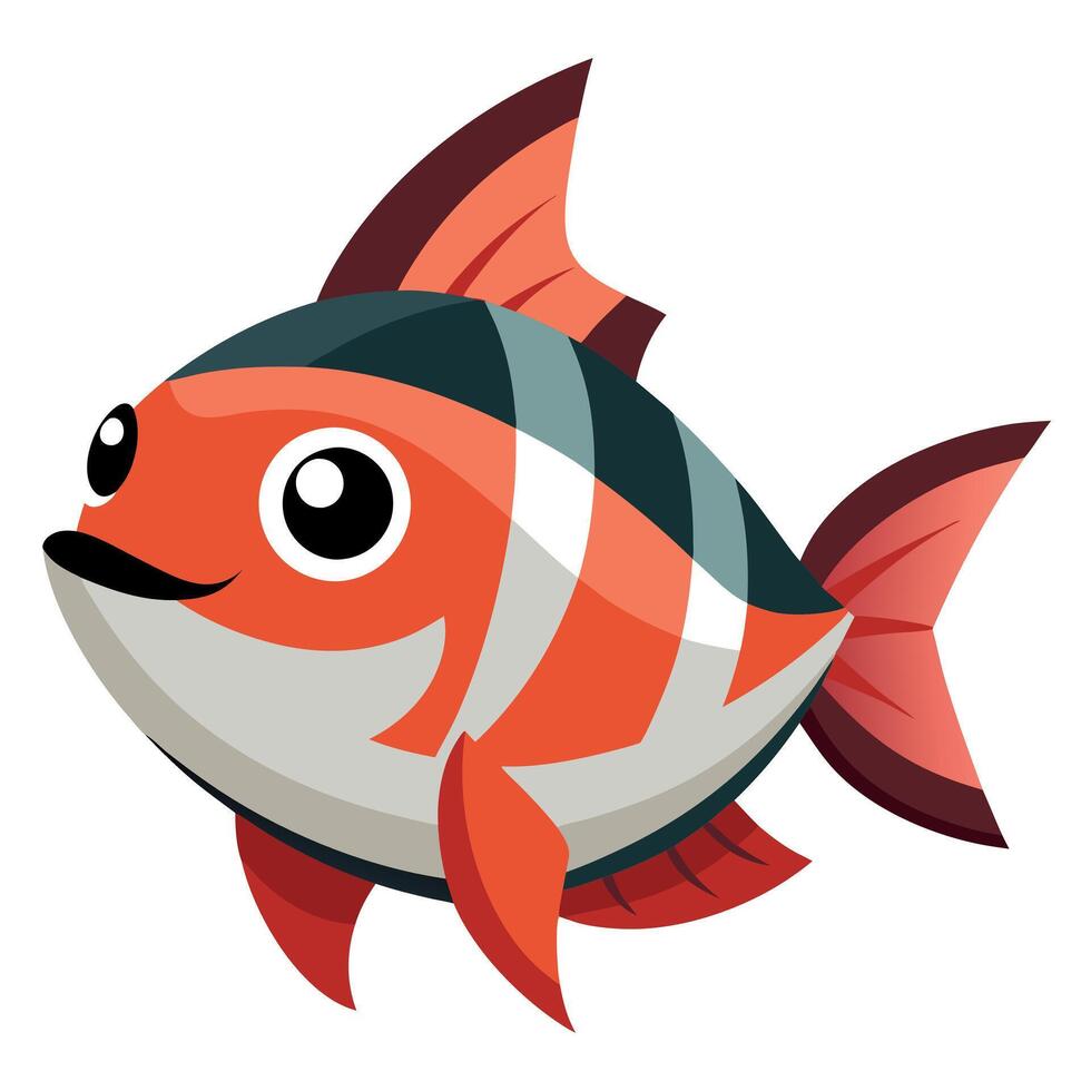 Ember Tetra fish dancing kawaii vector