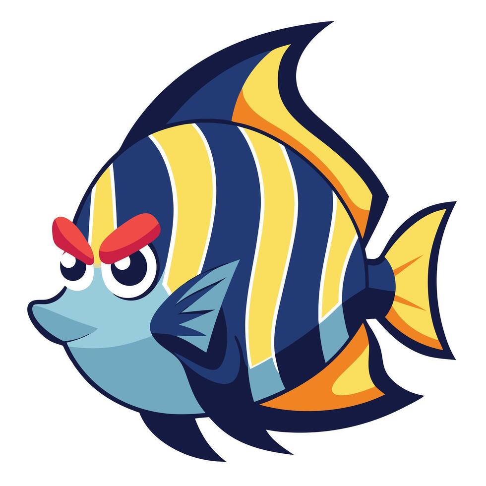 Emperor Angelfish fish screams kawaii vector