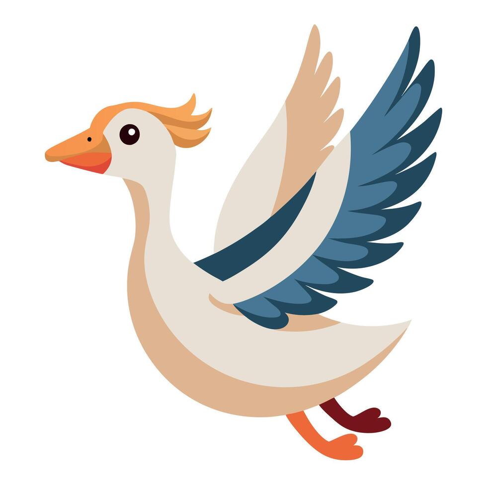 Emperor Goose flies kawaii vector