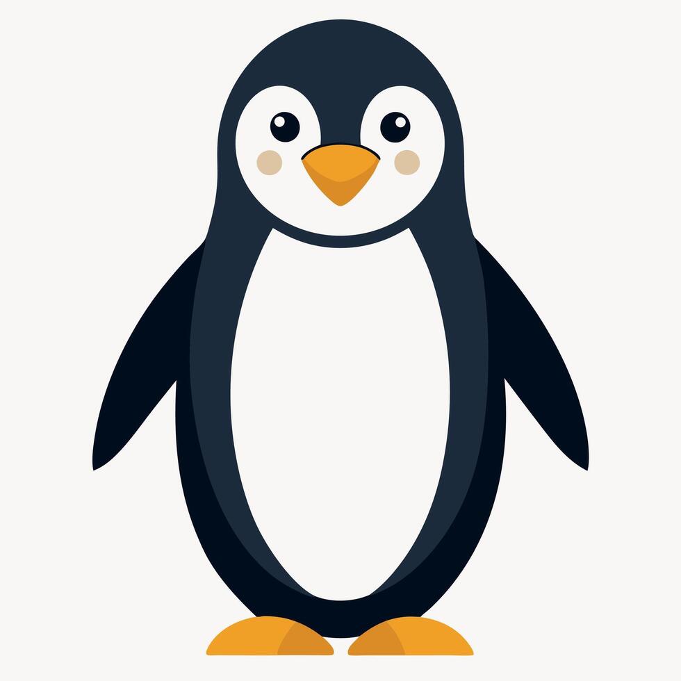 Emperor Penguin stands kawaii vector