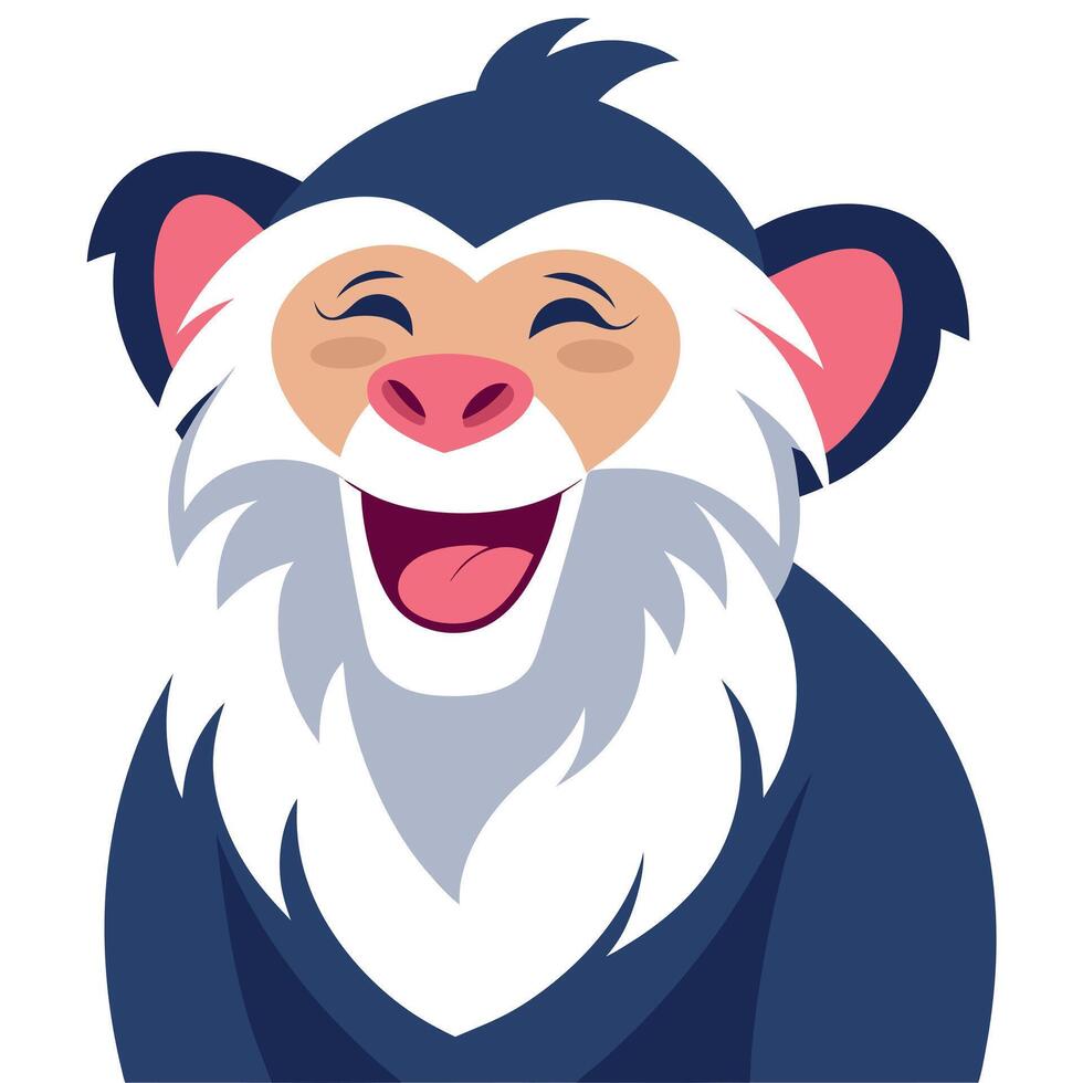 Emperor Tamarin monkey laughs kawaii vector