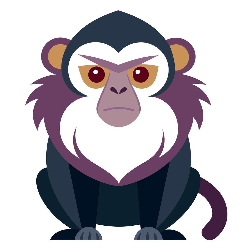 Emperor Tamarin monkey lies kawaii vector