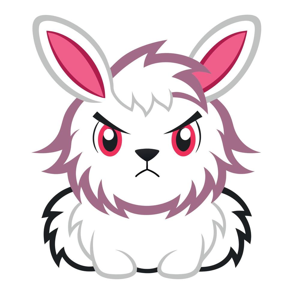 English Angora Rabbit angry kawaii vector