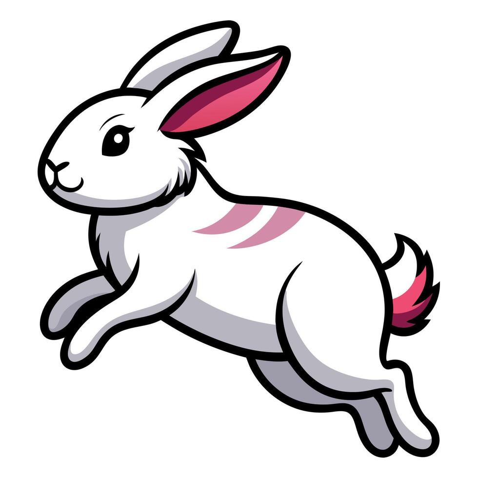 English Angora Rabbit jumps kawaii vector