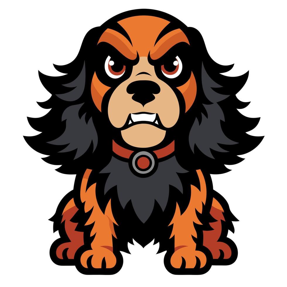English Cocker Spaniel dog angry kawaii vector