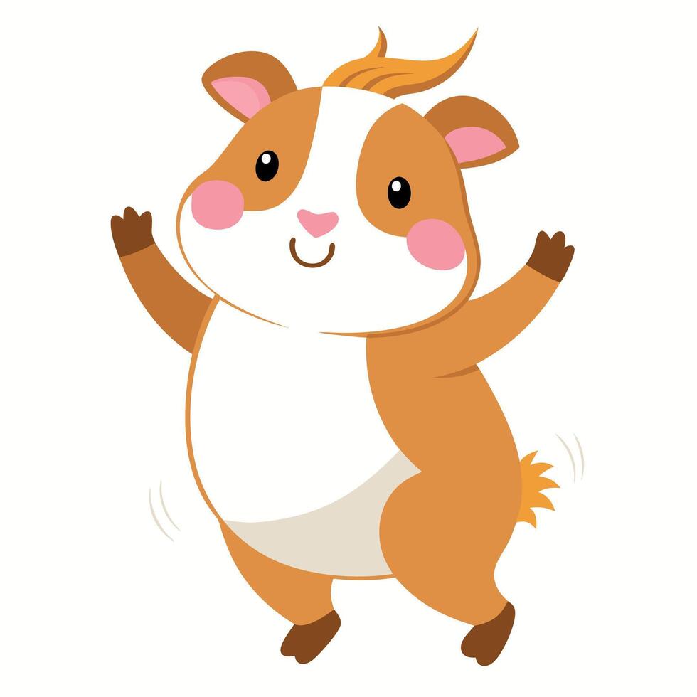 English Crested Guinea Pig dancing kawaii vector