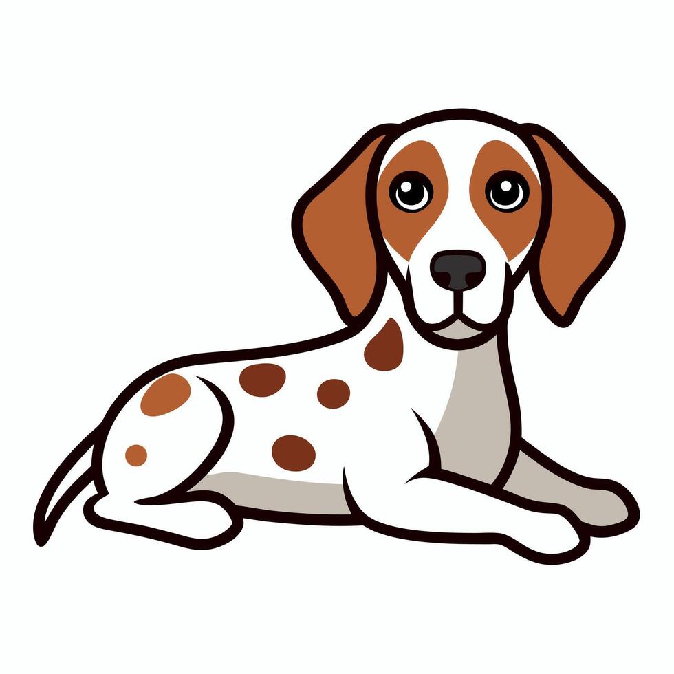English Pointer dog lies kawaii vector