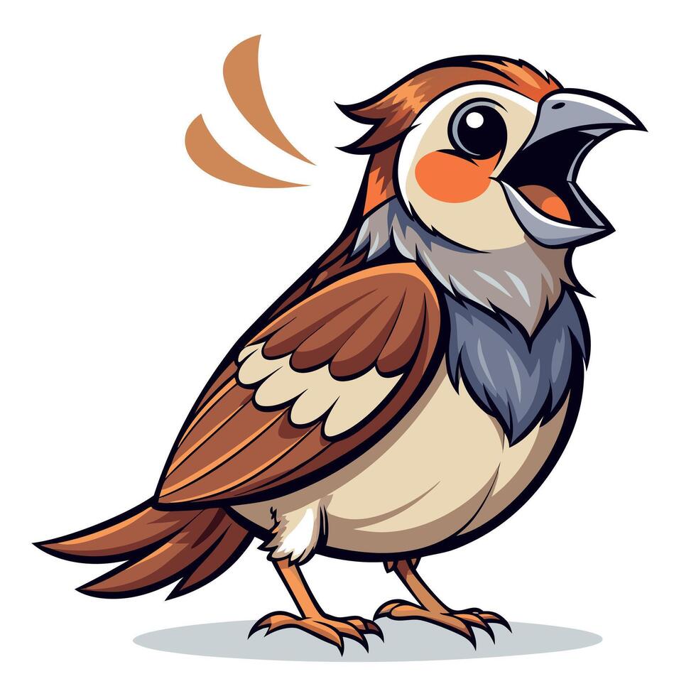 English Sparrow bird speaks kawaii vector