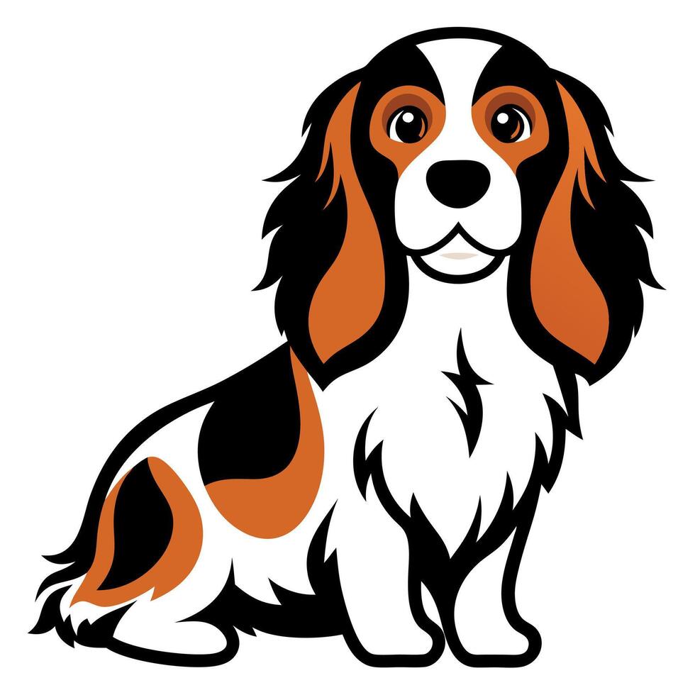 English Springer Spaniel dog goes kawaii vector