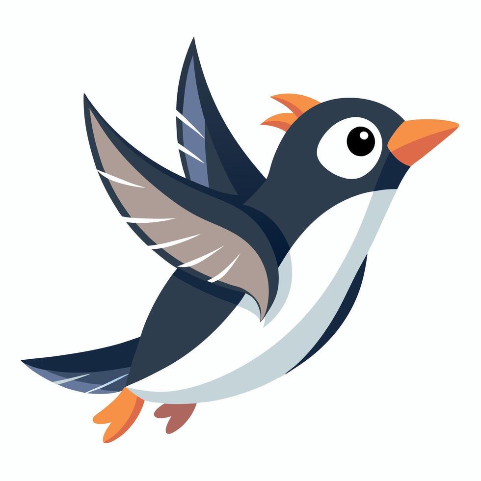 Erect-Crested Penguin flies kawaii vector