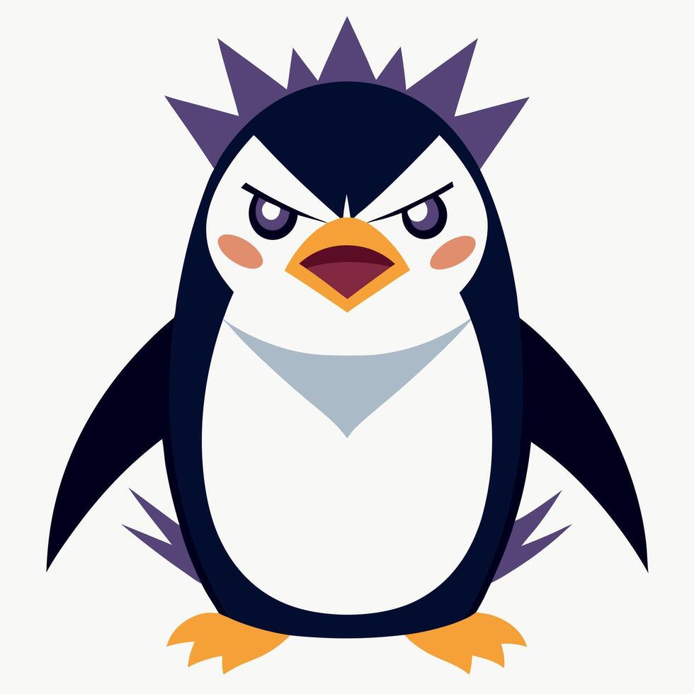 Erect-Crested Penguin angry kawaii vector