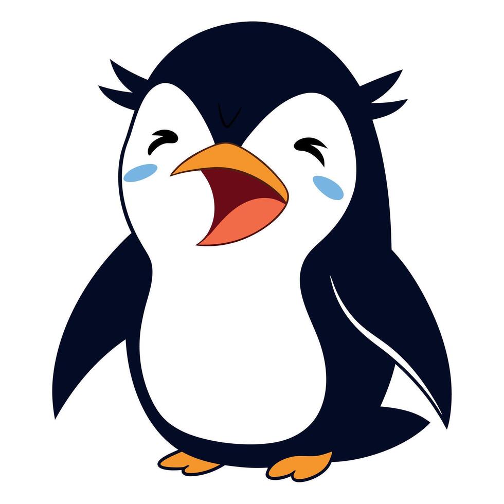 Erect-Crested Penguin cries kawaii vector