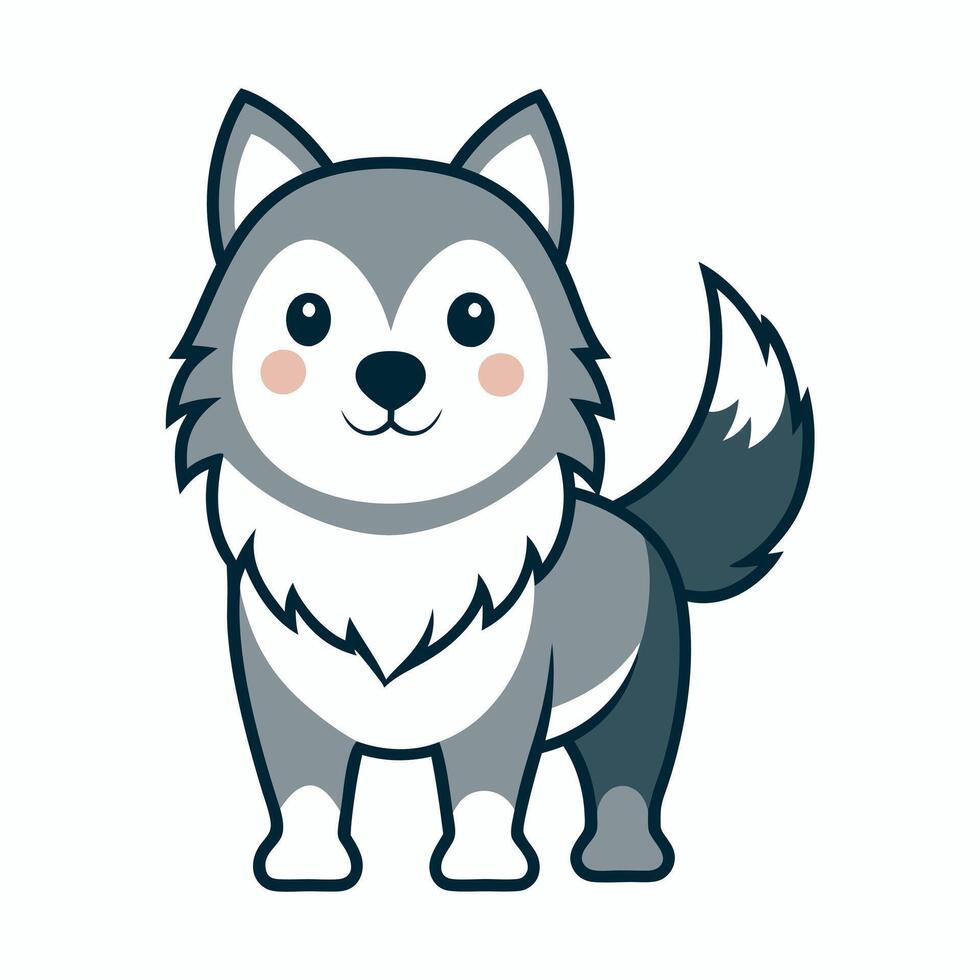 Eskimo Dog flies kawaii vector