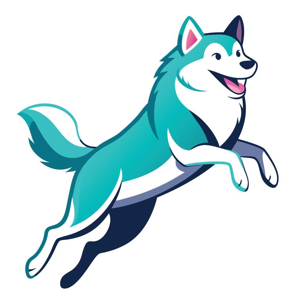 Eskimo Dog jumps kawaii vector