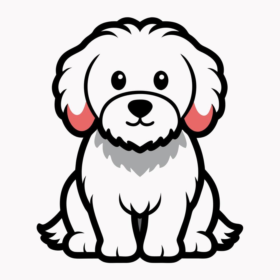Eskipoo dog sits kawaii vector