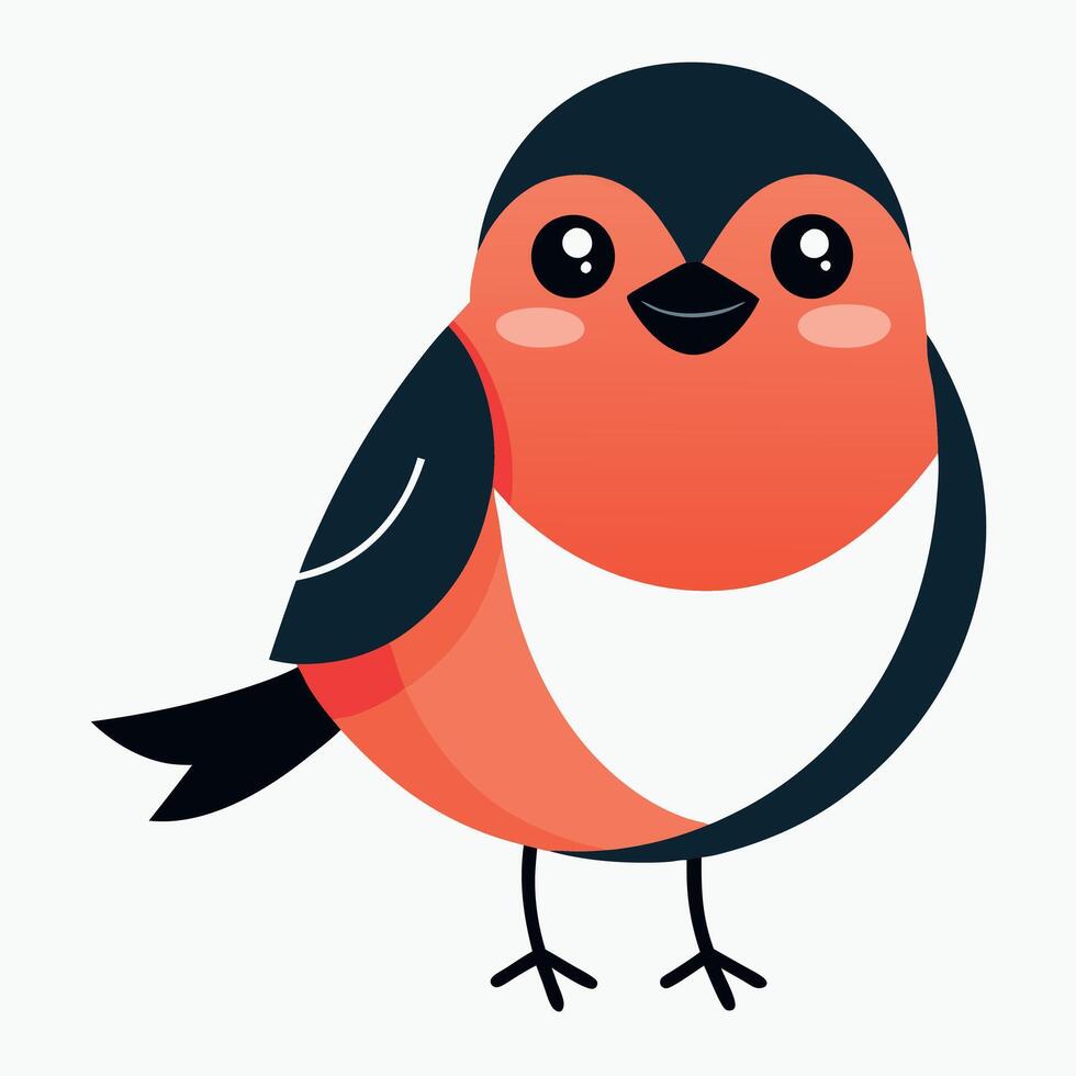 Eurasian Bullfinch bird smiles kawaii vector