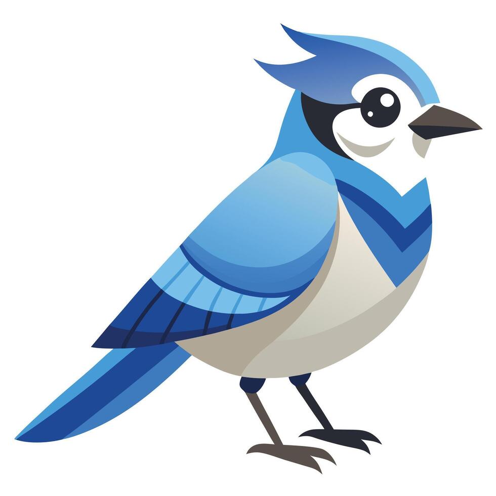 Eurasian Jay bird runs kawaii vector