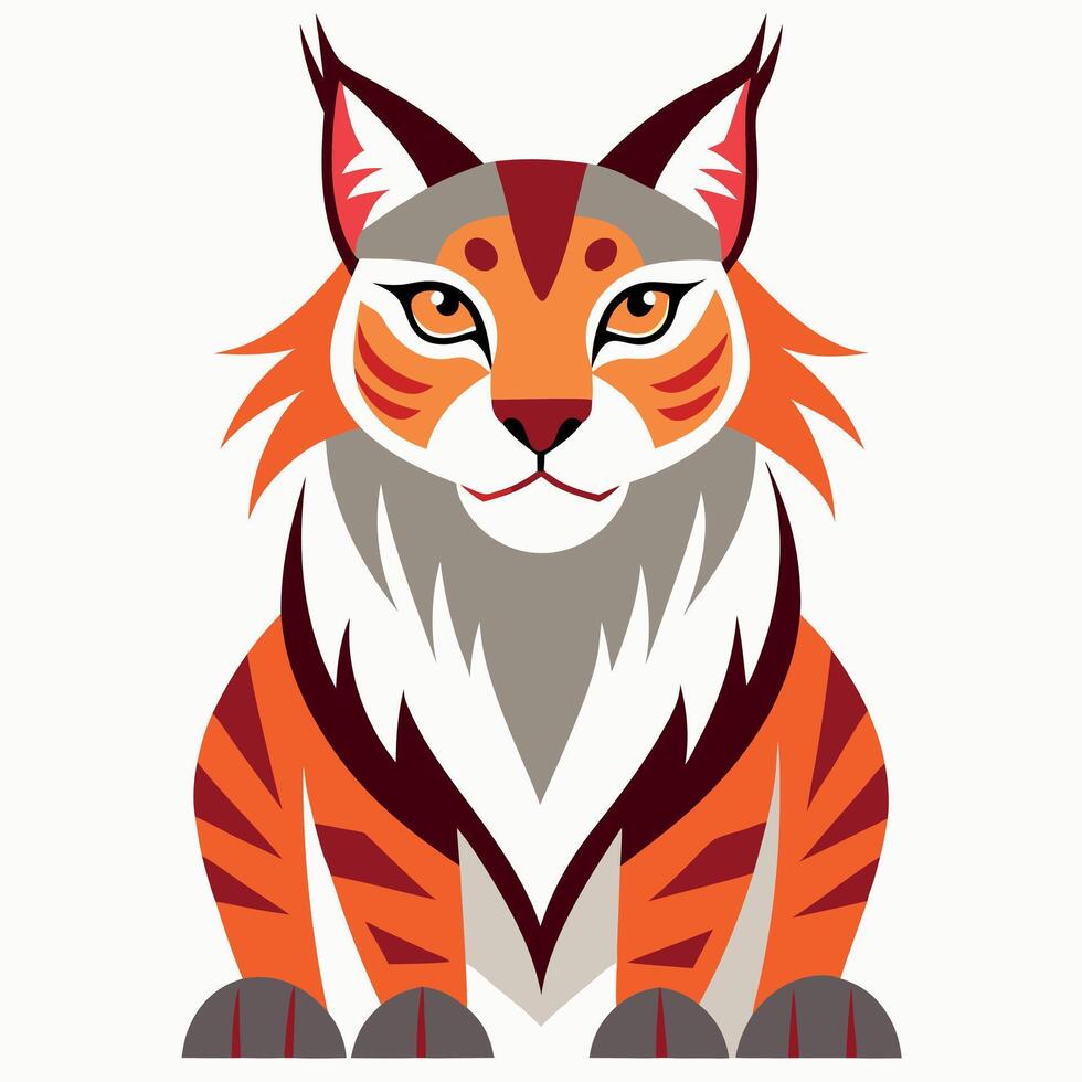 Eurasian Lynx stands kawaii vector