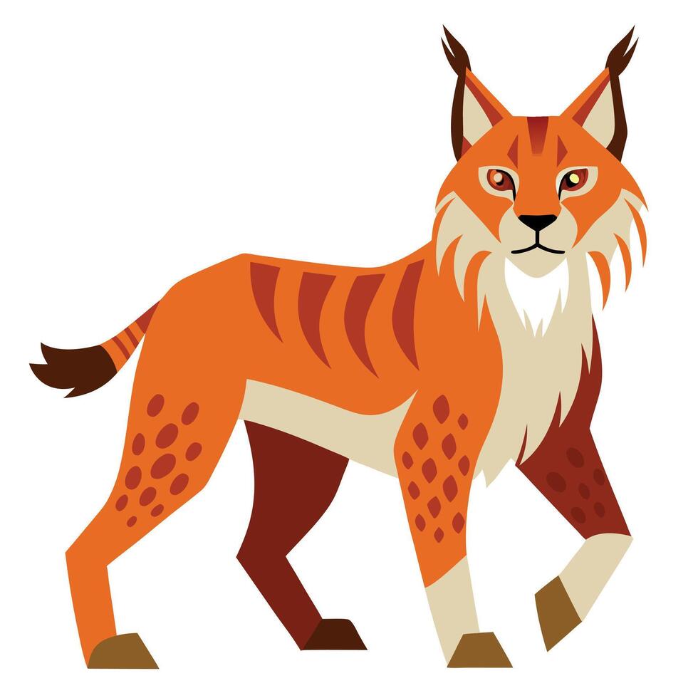 Eurasian Lynx walks kawaii vector