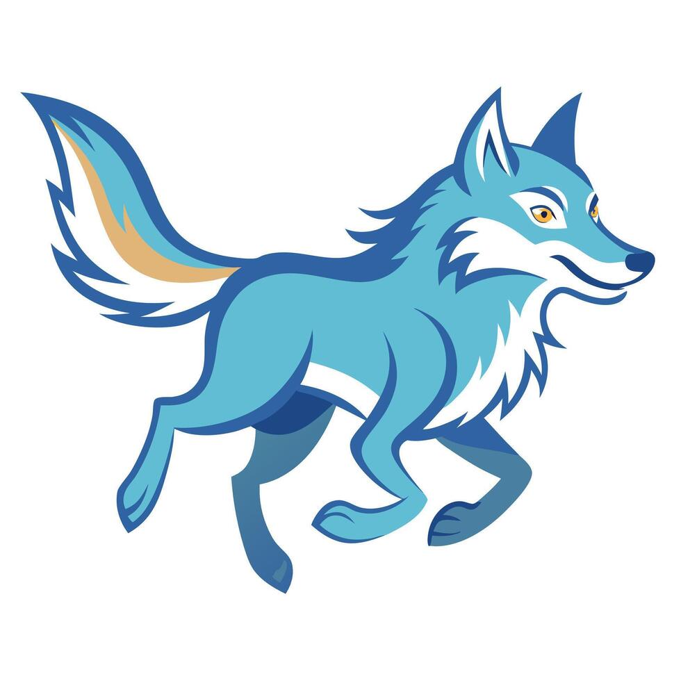 Eurasian Wolf runs kawaii vector