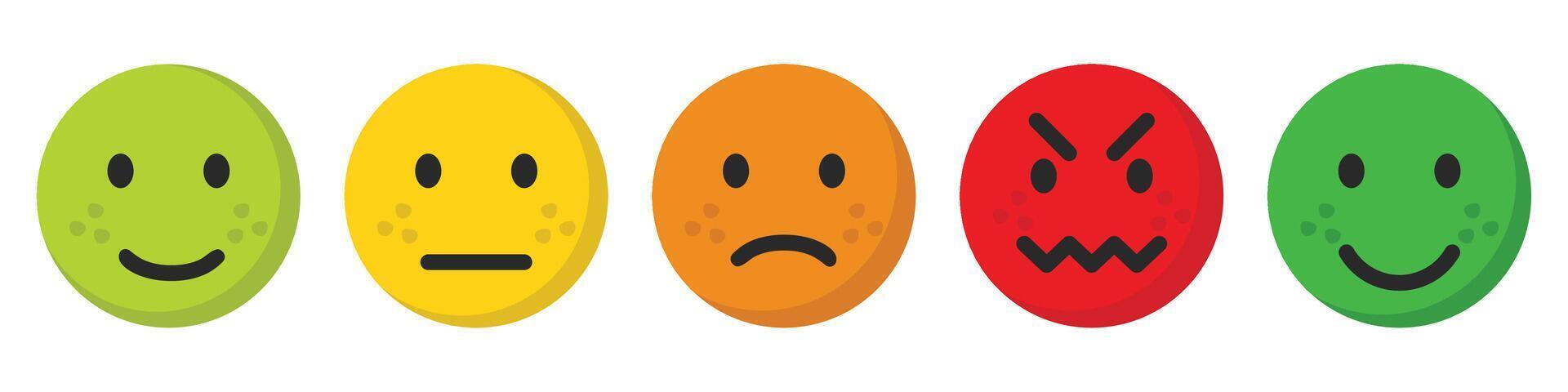 Rating face set in different colors. vector