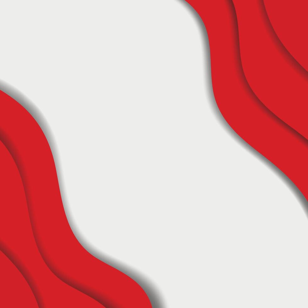 Red Waves on White Background template social media post. vector