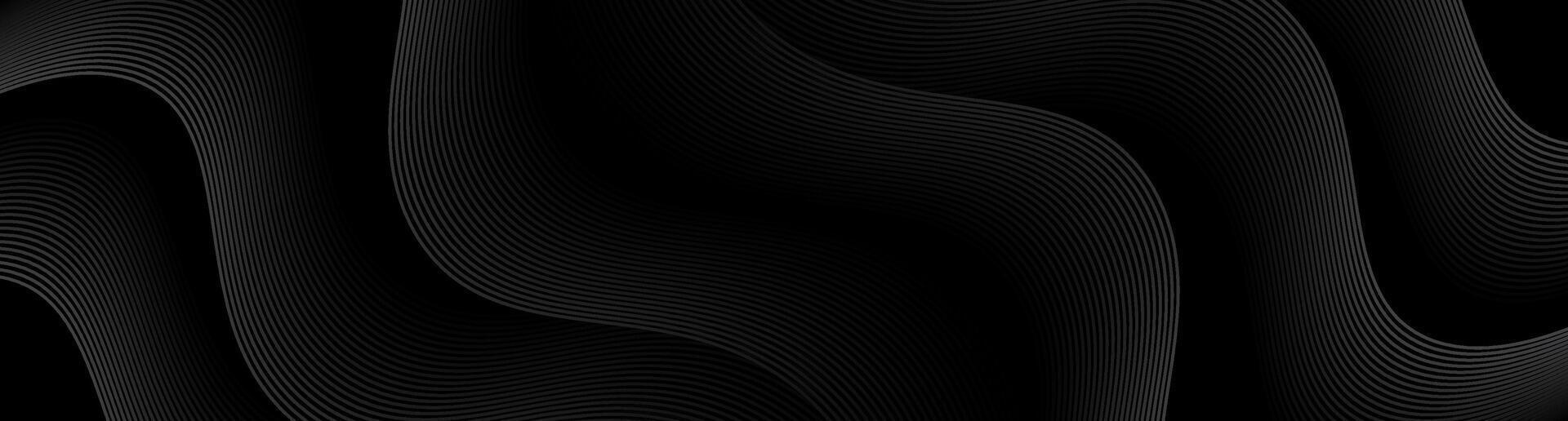 3D black geometric abstract background overlap layer on dark space with waves lines decoration. Minimalist modern graphic design element cutout style concept for banner, flyer, card, or brochure cover vector
