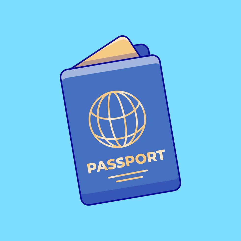 Passport Cartoon Icon Illustration. Traveler Document. Flat Cartoon Concept. vector