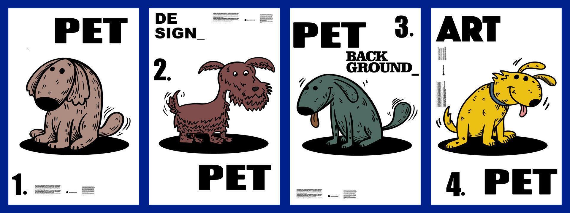 pet dog set background for design, background, banner, poster, flyer, template, brochure, etc vector