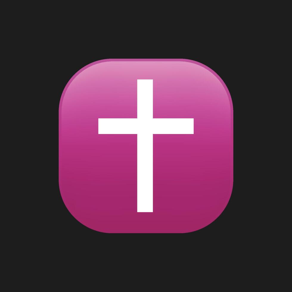 The isolated gradient purple Latin, Christian cross icon round corner button. vector