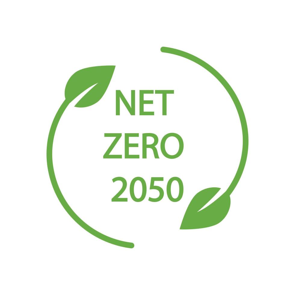 Net zero by 2050, carbon neutral. Net zero greenhouse gas emissions target Long-term climate-neutral strategy illustration vector