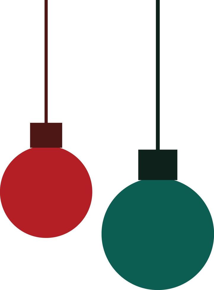 Decorative Christmas balls in dark shades of green and red colors in minimalism style vector