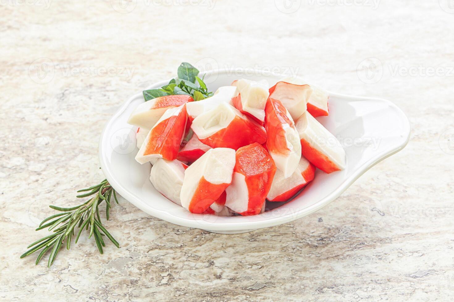 Crab meat surimi in the bowl photo