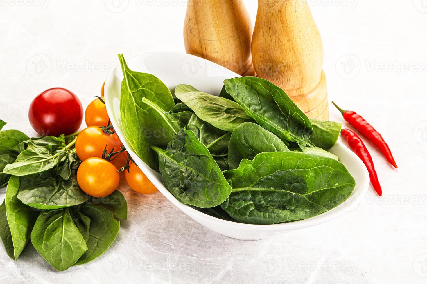 Natural organic raw green spinach photo