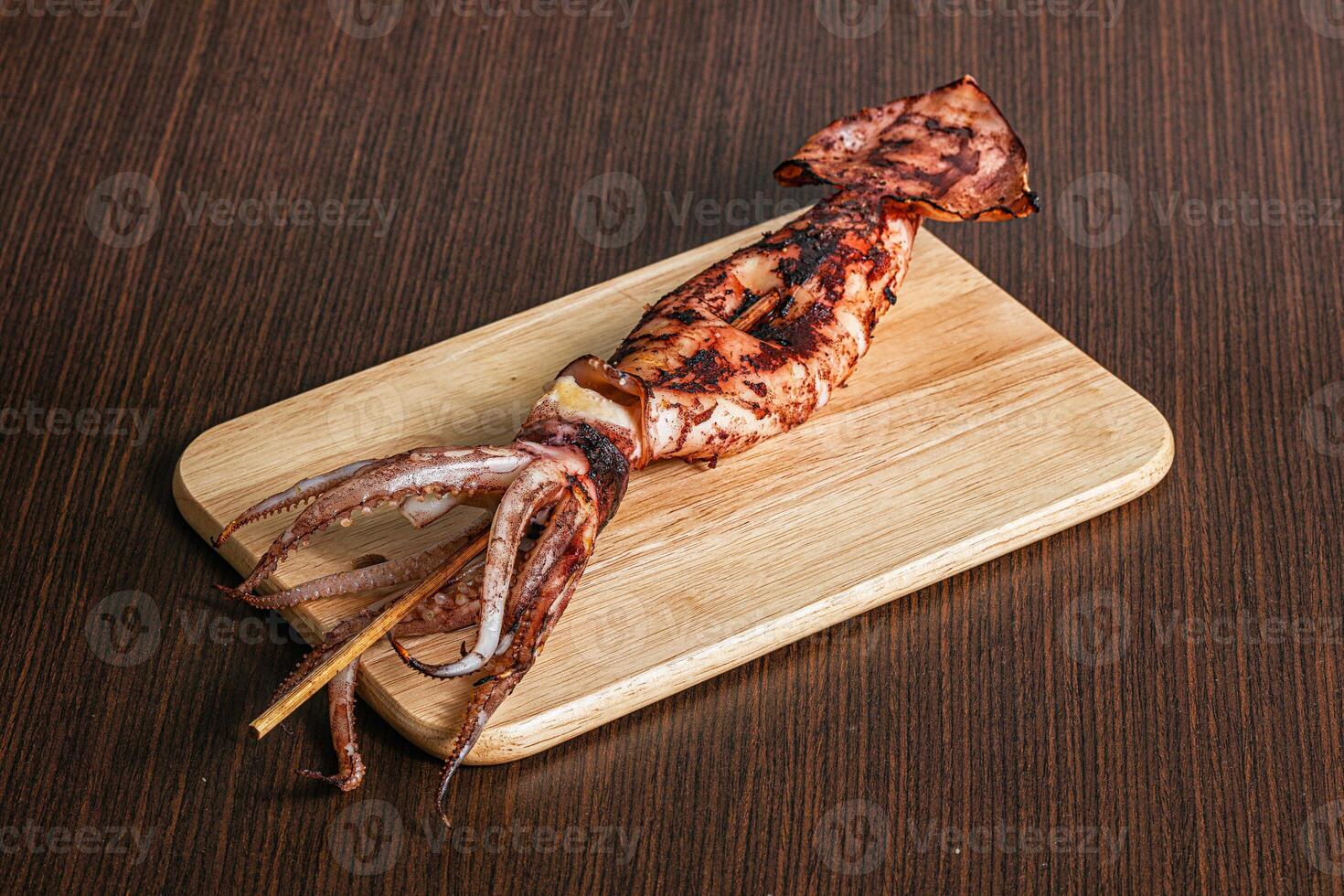Dietary grilled squid in the plate photo