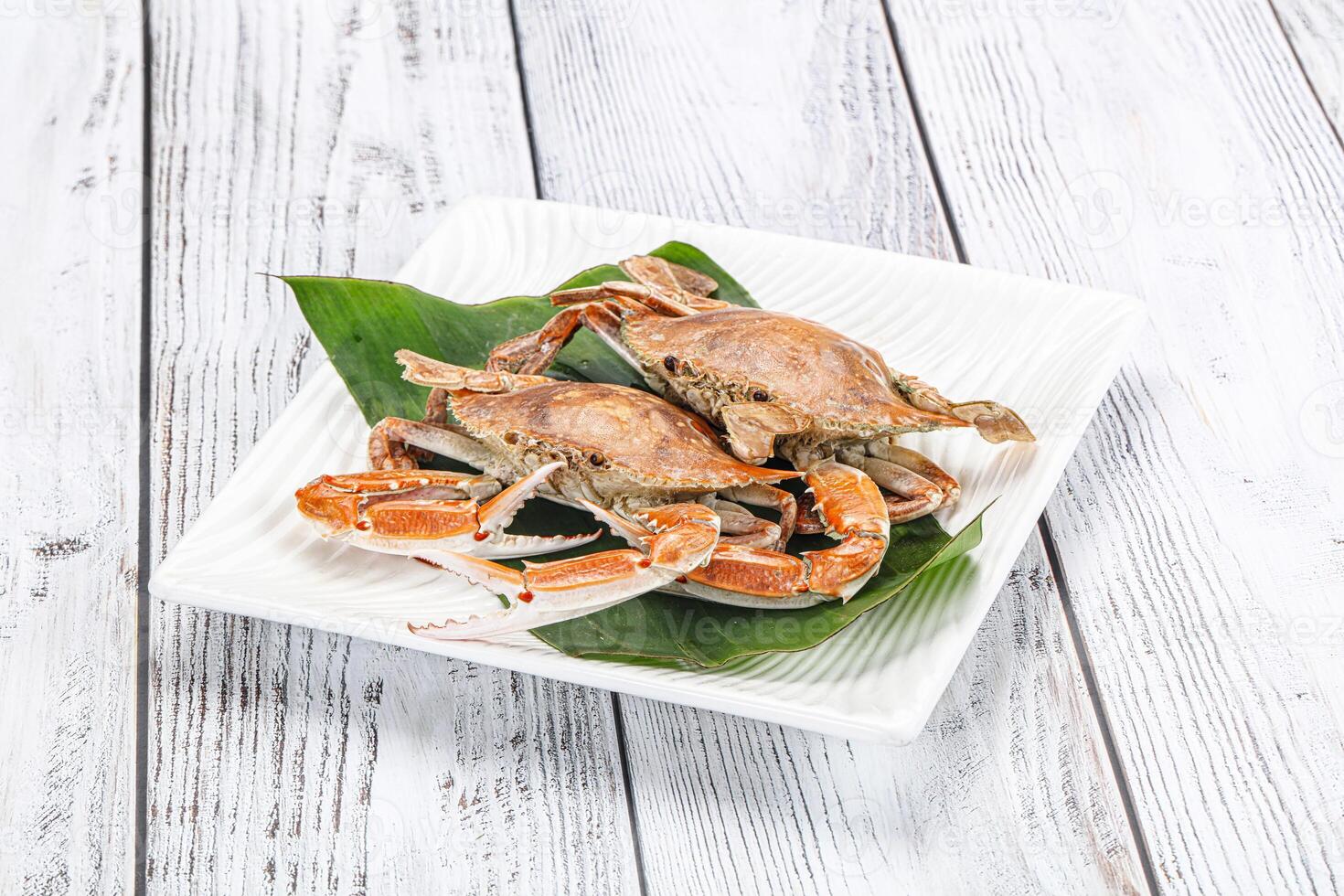 Yummy boiled crab in the plate photo