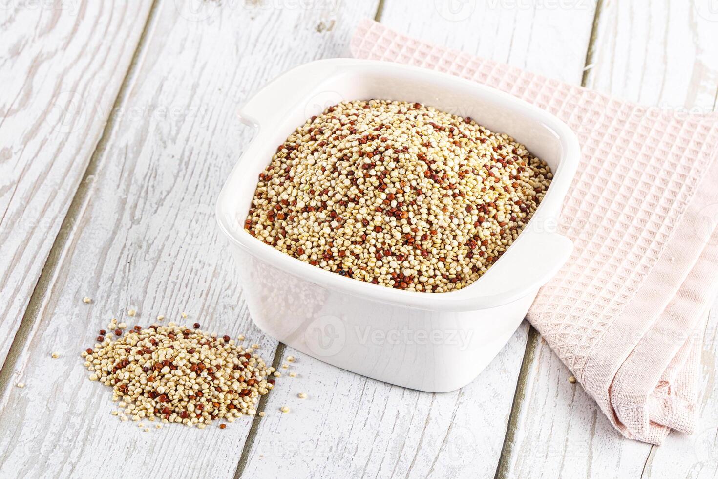 Raw dry quinoa cereal grain photo
