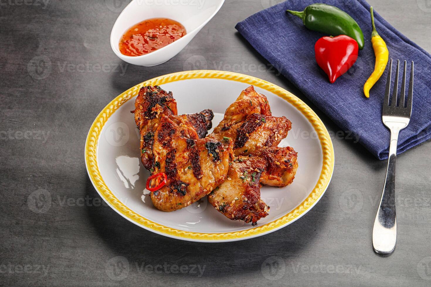 Buffalo grilled chicken wings barbecue photo
