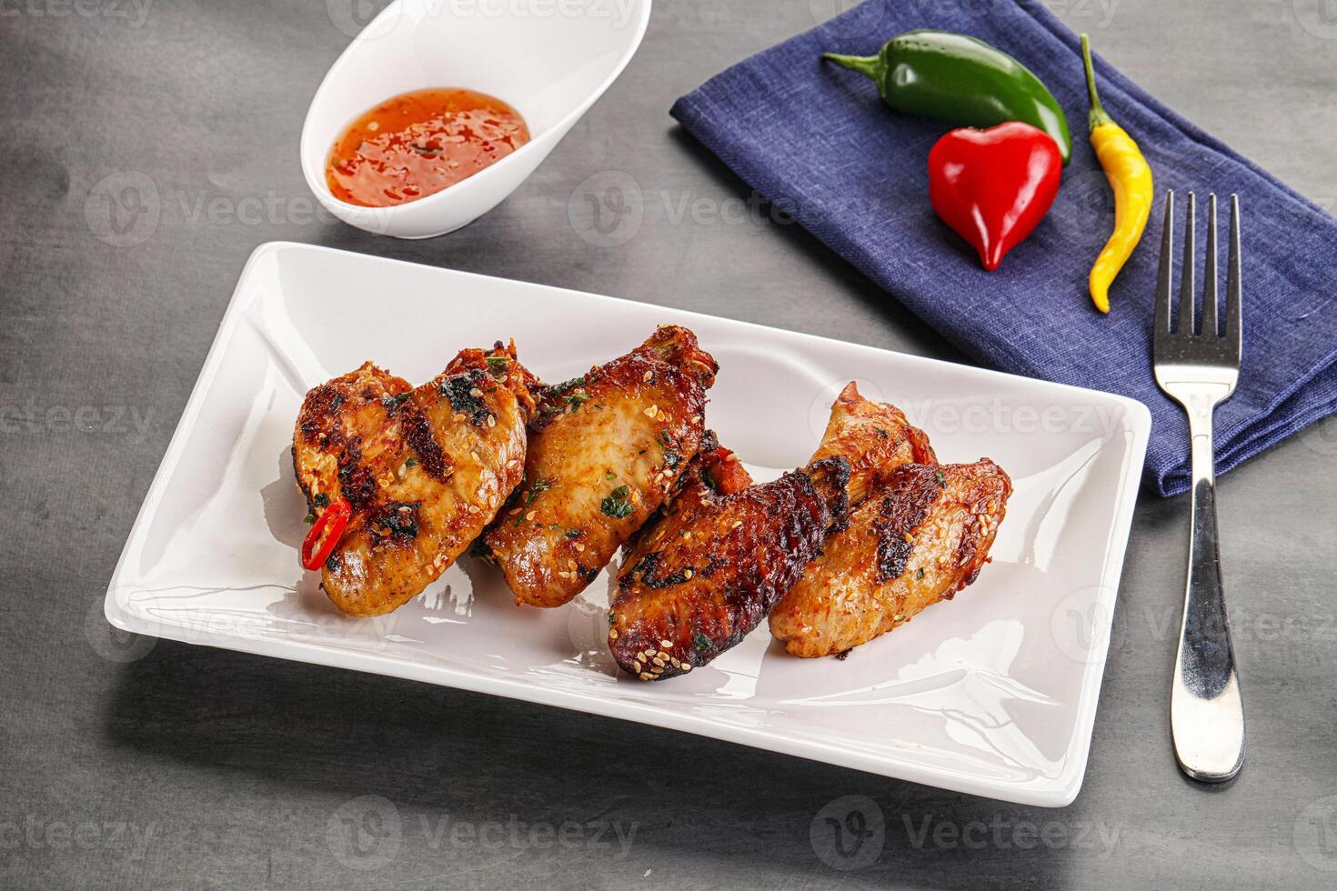 Buffalo grilled chicken wings barbecue photo
