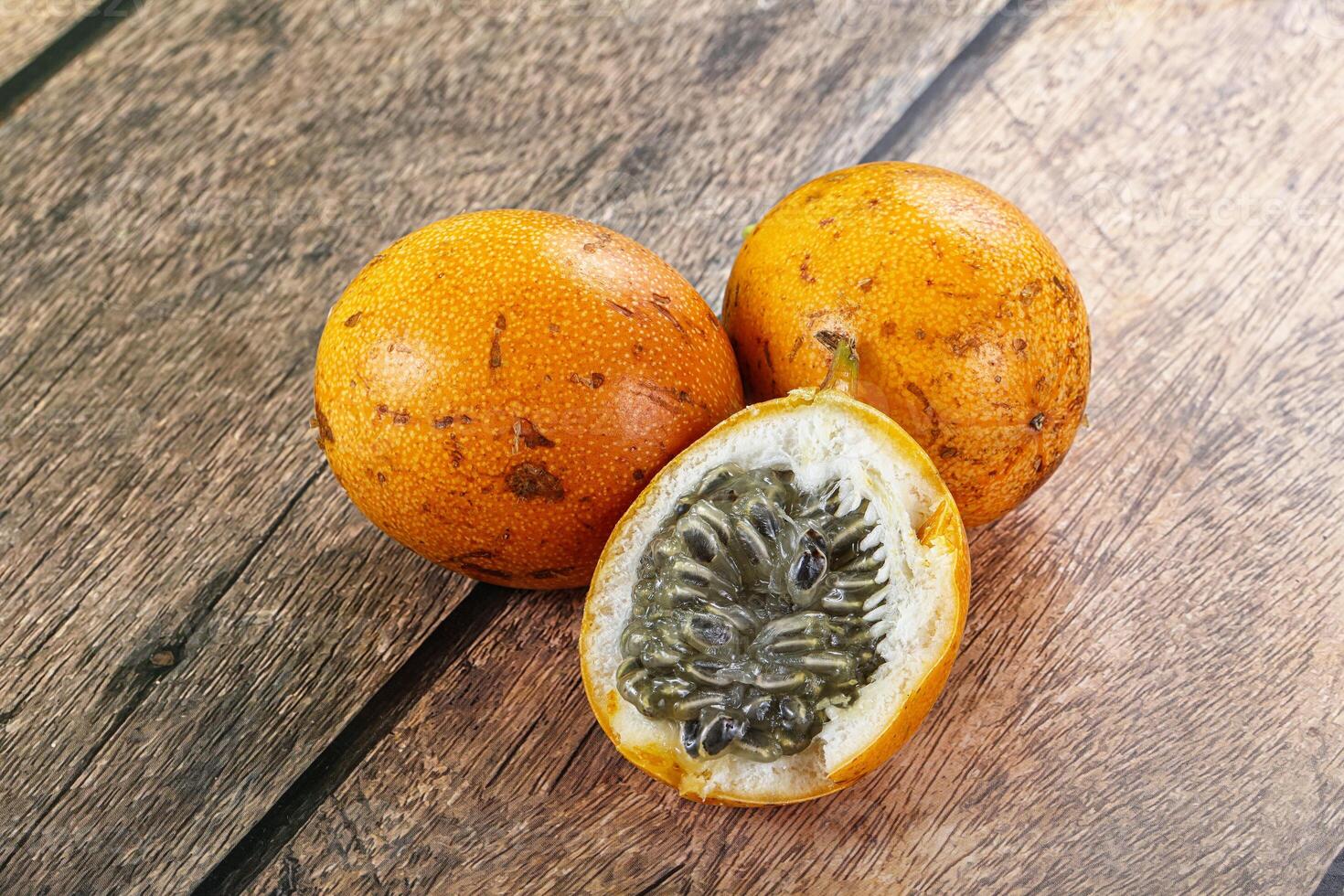 Sweet and juicy yellow maracuya fruit photo