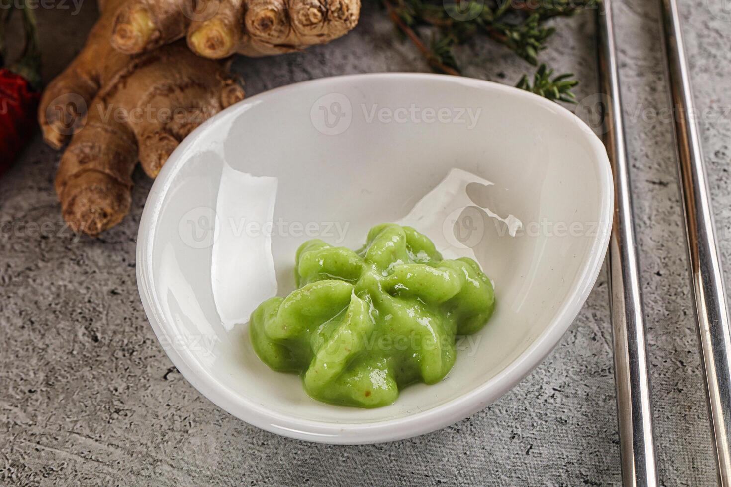 Green organic asian Wasabi seasoning photo
