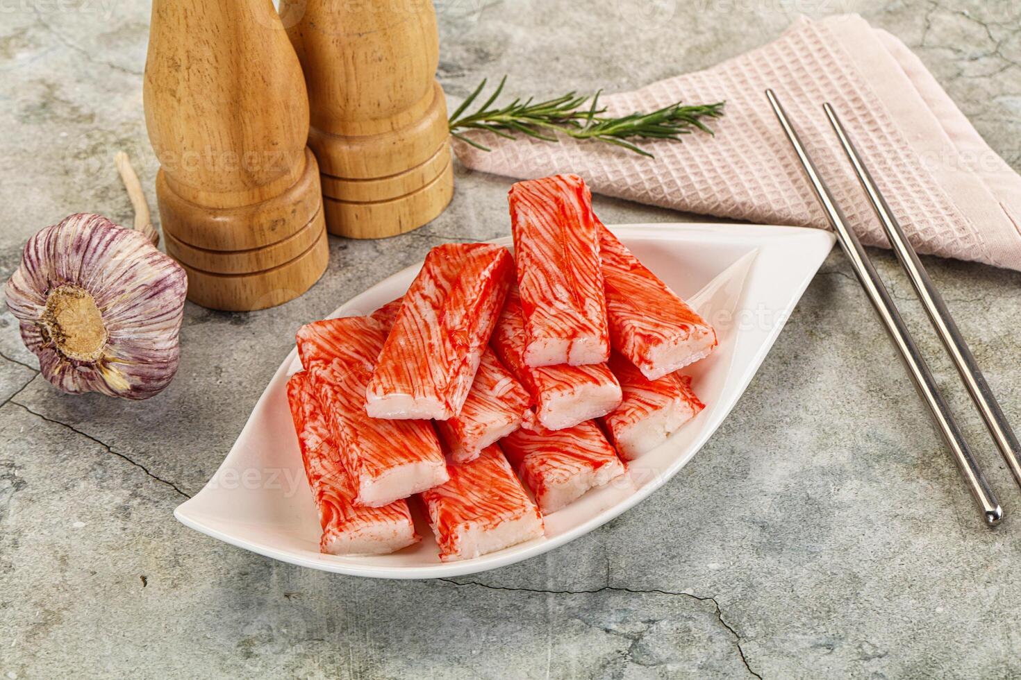 Crab meat stick surimi appetizer photo