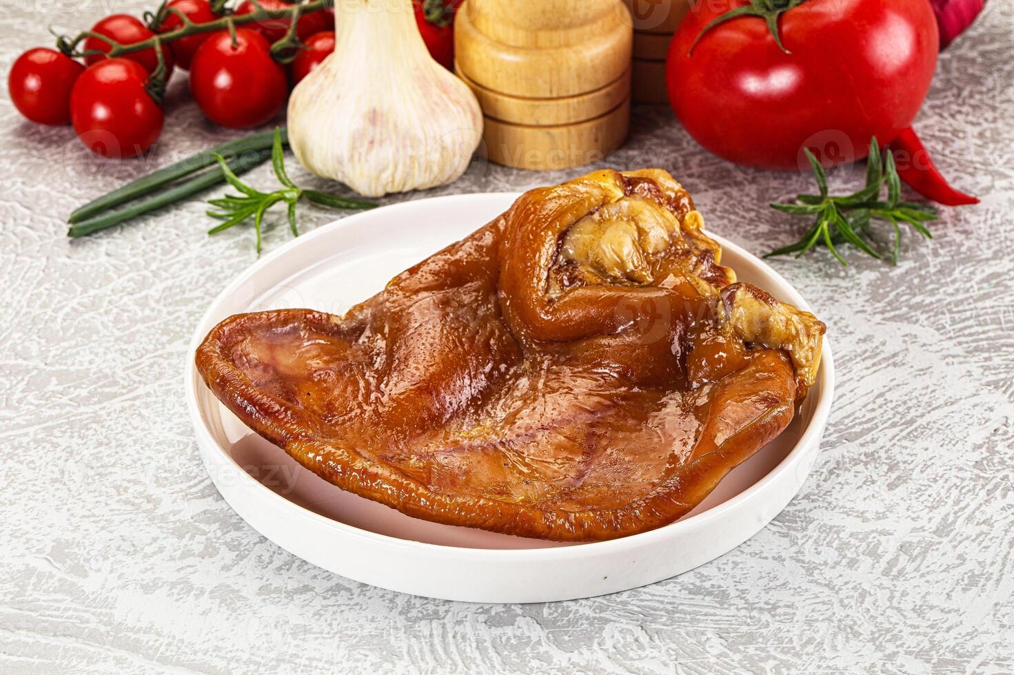 Smoked pork ear snack appetizer photo