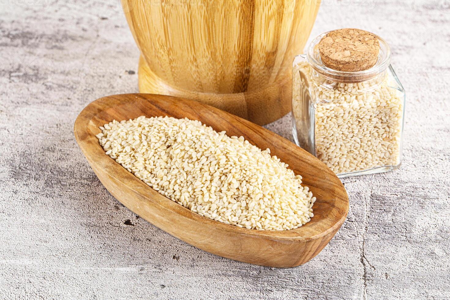 Sesame seeds heap in the bowl photo