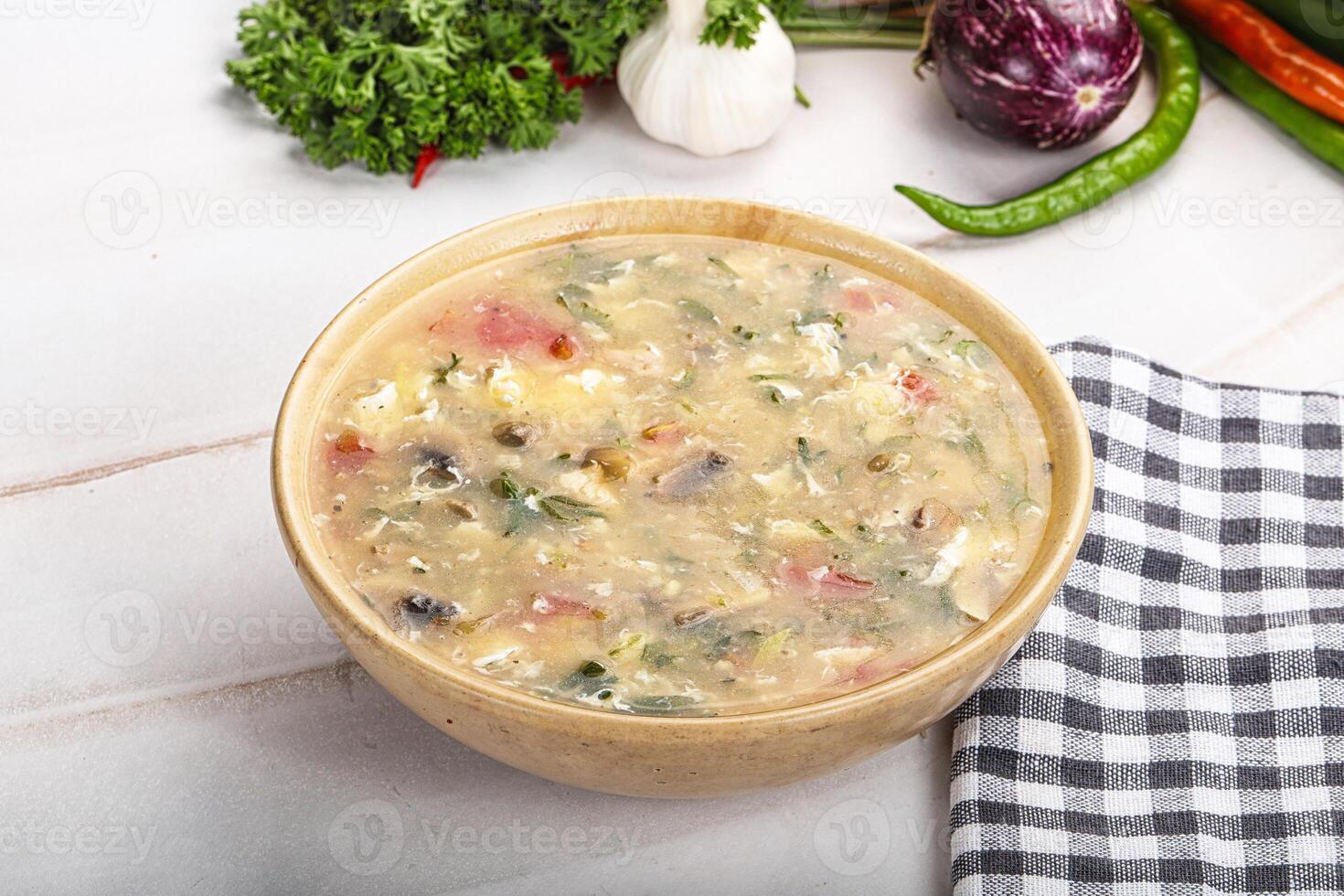 Chicken hot and sour soup photo