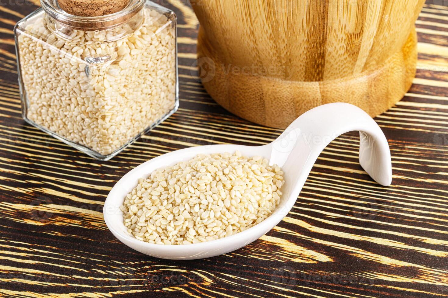 Sesame seeds heap in the bowl photo