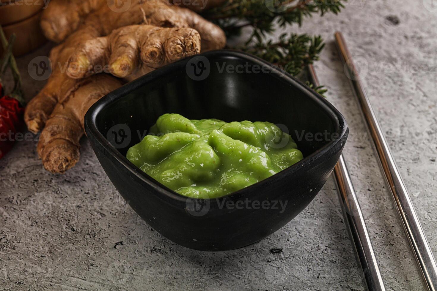 Green organic asian Wasabi seasoning photo