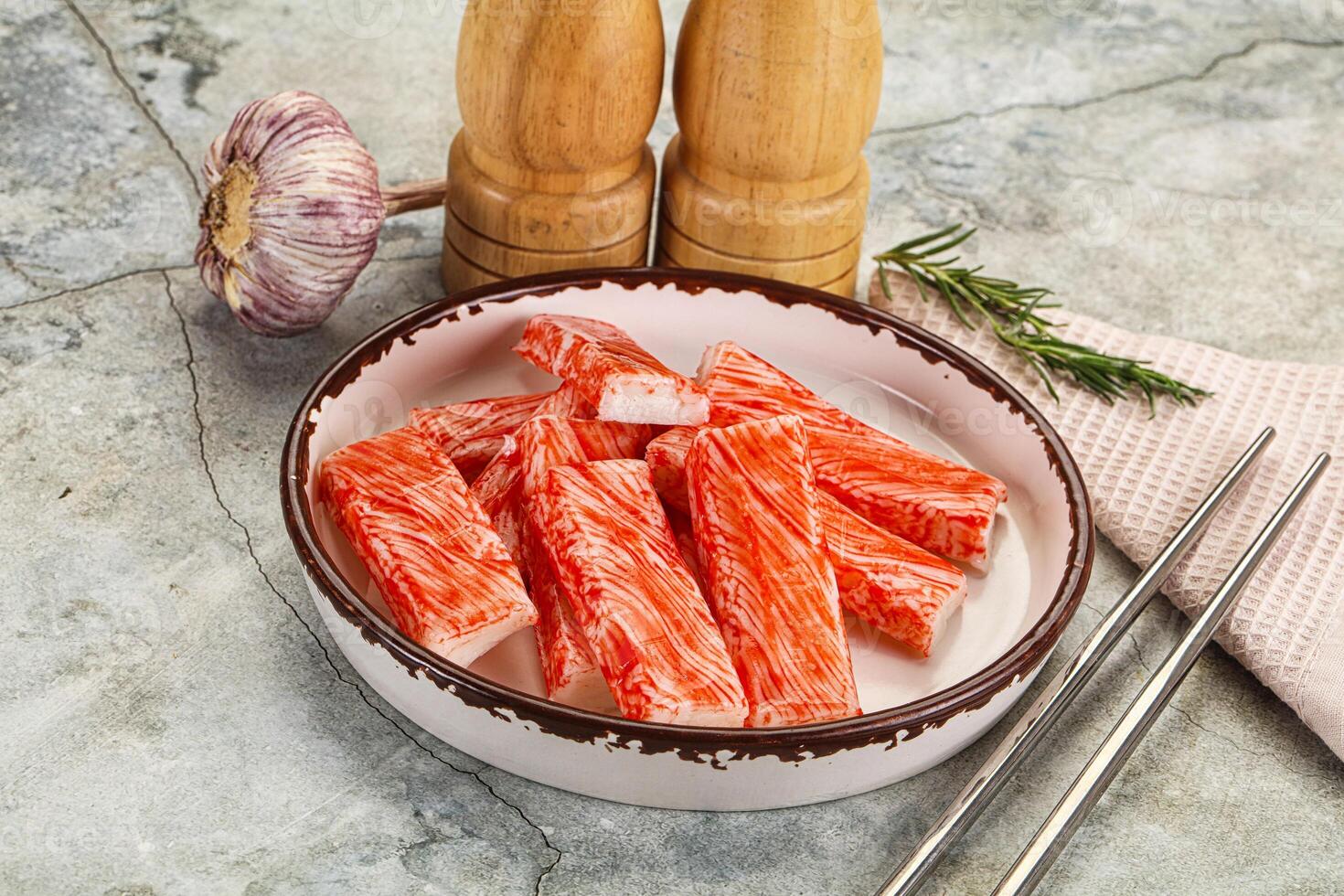 Crab meat stick surimi appetizer photo