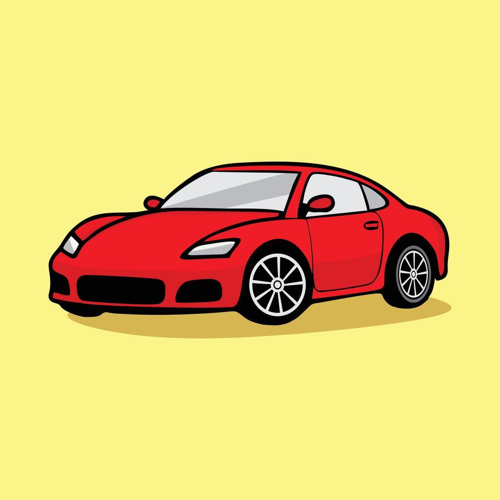 red sports car or super car icon design or car illustration with white background car cartoon vector